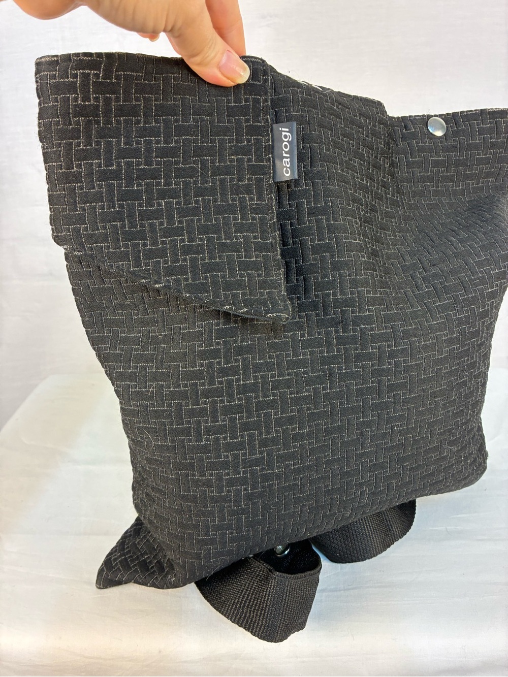 Carogi Convertible Backpack Tote in Charcoal Basket Weave